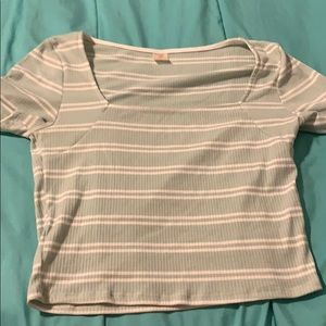 Real & White Striped Crop Top